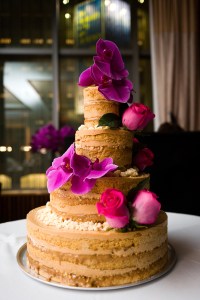 A four-tier Dulce de Leche naked cake by Momofuku